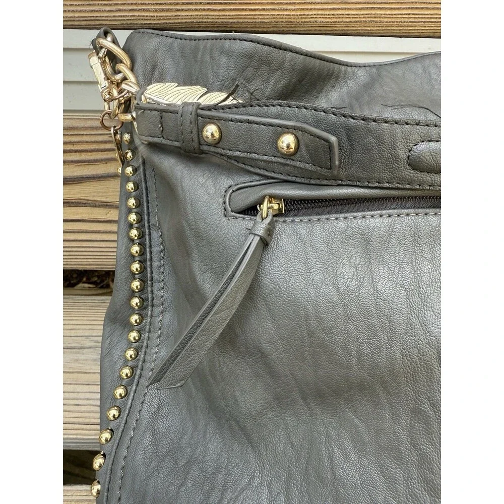 Jessica Simpson Camille Studded Hobo Bag Charcoal Gray $108 MSRP Soft